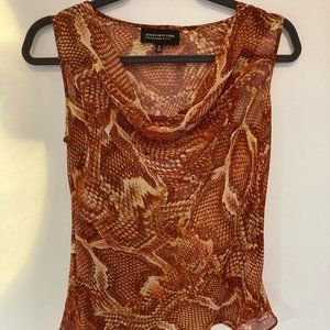 Snake Print Sheer Cowl Neck Olsen Work Top